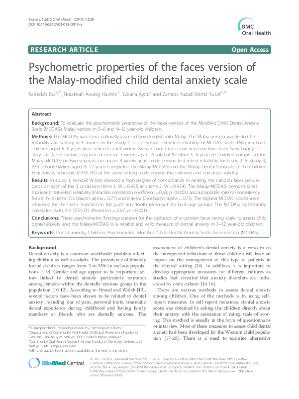 (PDF) Psychometric properties of the faces version of the Malay ...