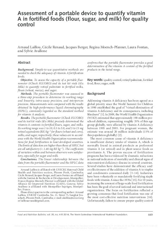 (PDF) Assessment of a portable device to quantify vitamin A in ...