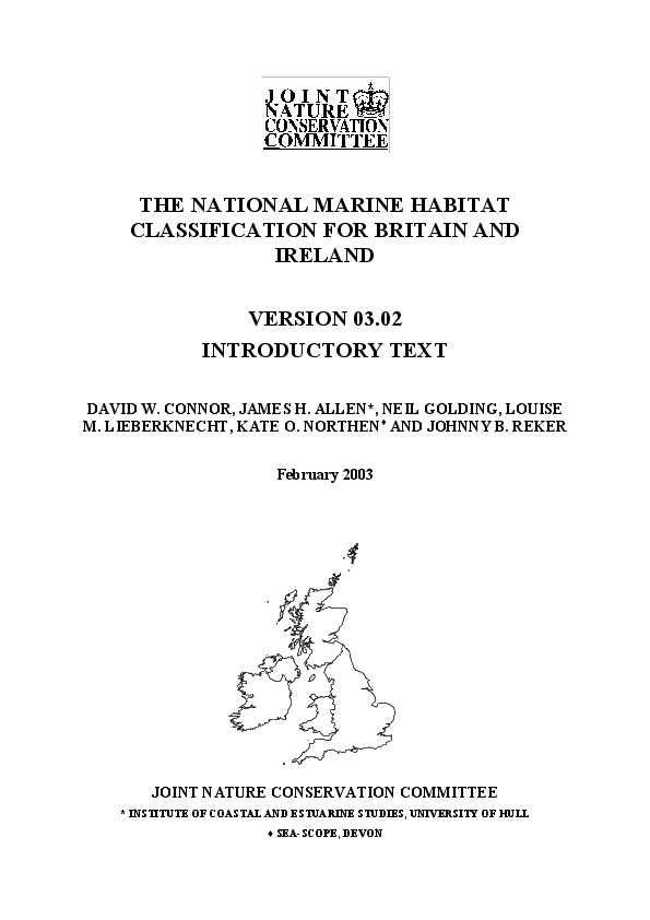 (PDF) THE NATIONAL MARINE HABITAT CLASSIFICATION FOR BRITAIN AND ...