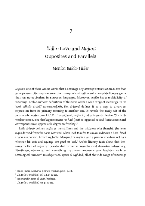 Pdf Udhri Love And Mujun Opposites And Paralleles Monica Balda Tillier Academia Edu