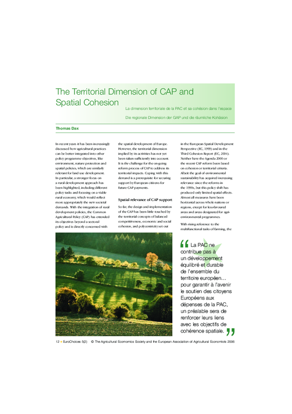 (PDF) The Territorial Dimension of CAP and Spatial Cohesion. La ...