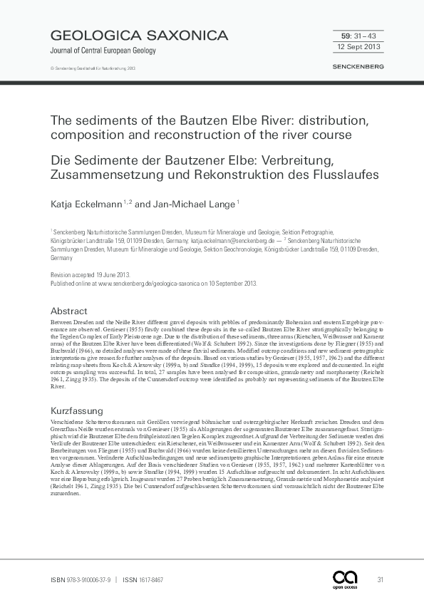 Pdf The Sediments Of The Bautzen Elbe River Distribution