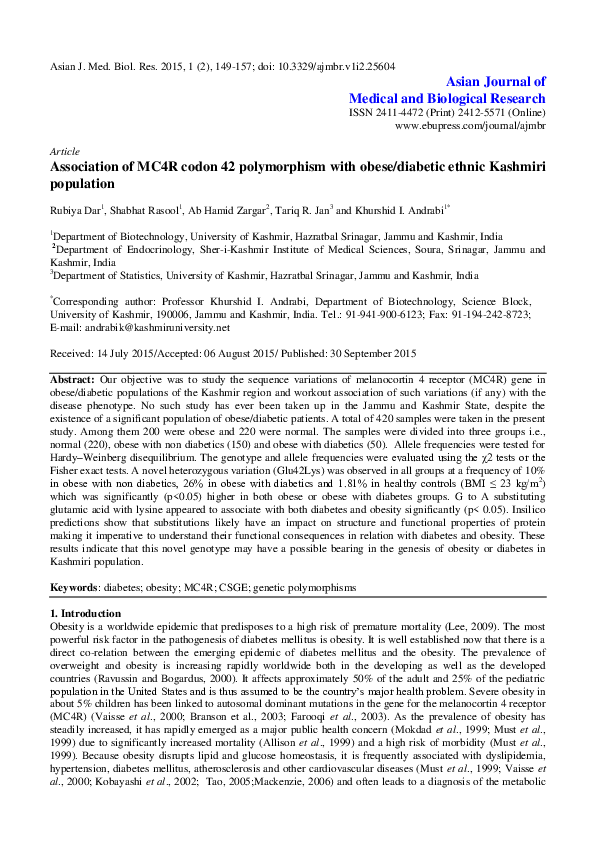 mc4r diabetes mellitus