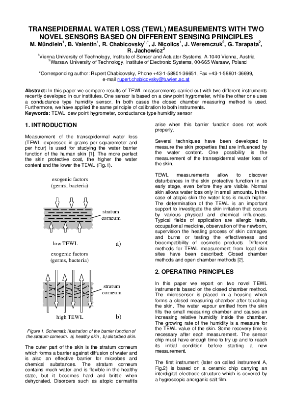 (PDF) Comparison of transepidermal water loss (TEWL) measurements with ...
