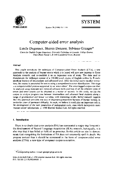 (PDF) Computer-aided error analysis