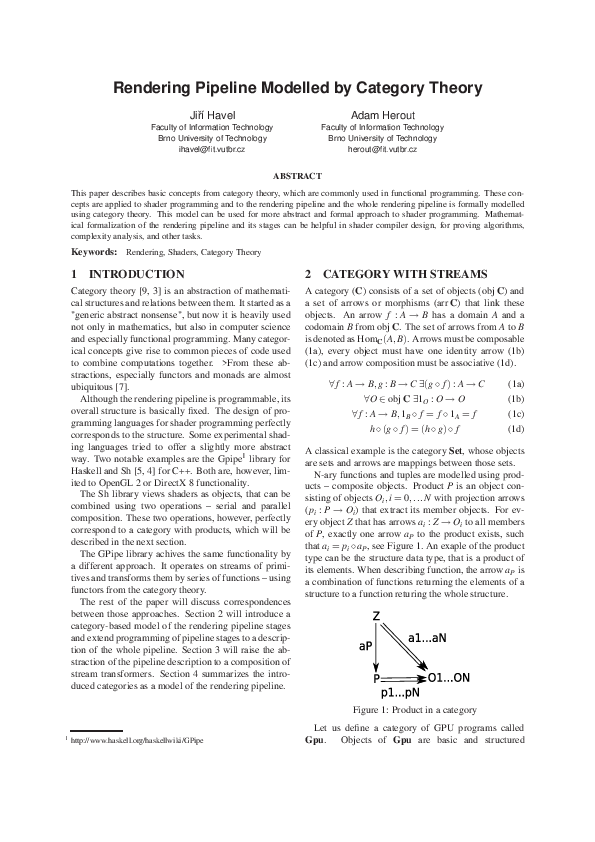 (PDF) Rendering Pipeline Modelled by Category Theory