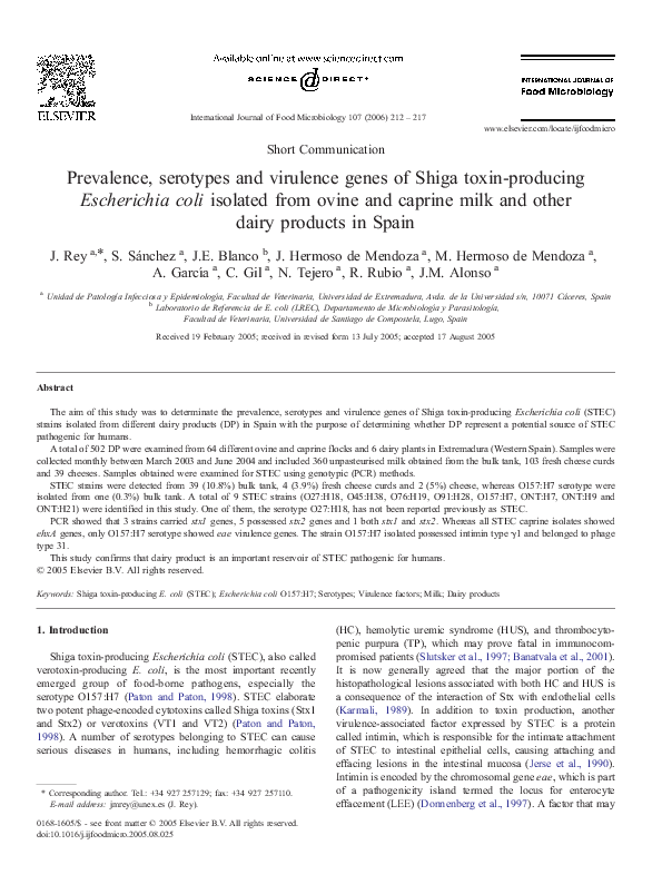 (PDF) Prevalence, serotypes and virulence genes of Shiga toxin ...