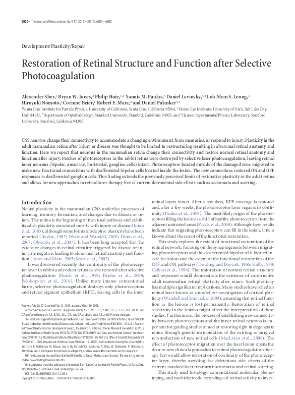 (PDF) Restoration of retinal structure and function after selective ...