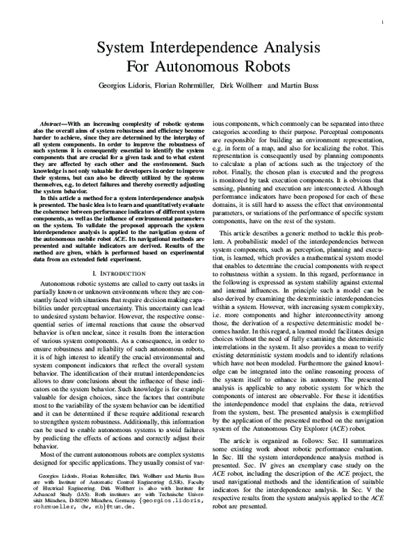 (PDF) System interdependence analysis for autonomous robots
