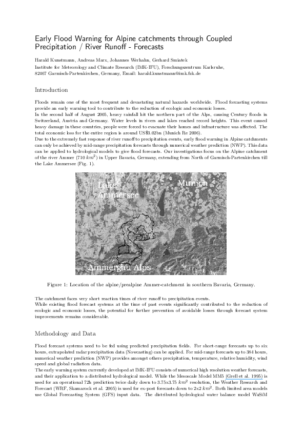 (PDF) Early Flood Warning for Alpine catchments through Coupled ...