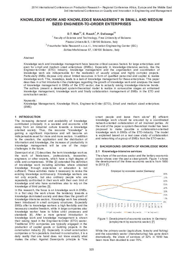 (PDF) Knowledge work and knowledge management in small and medium sized ...