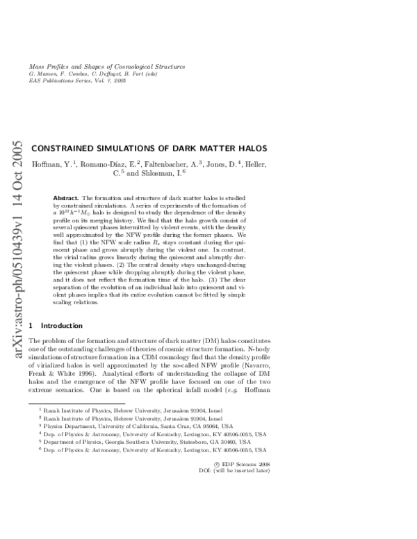 (PDF) Constrained Simulations of Dark Matter Halos