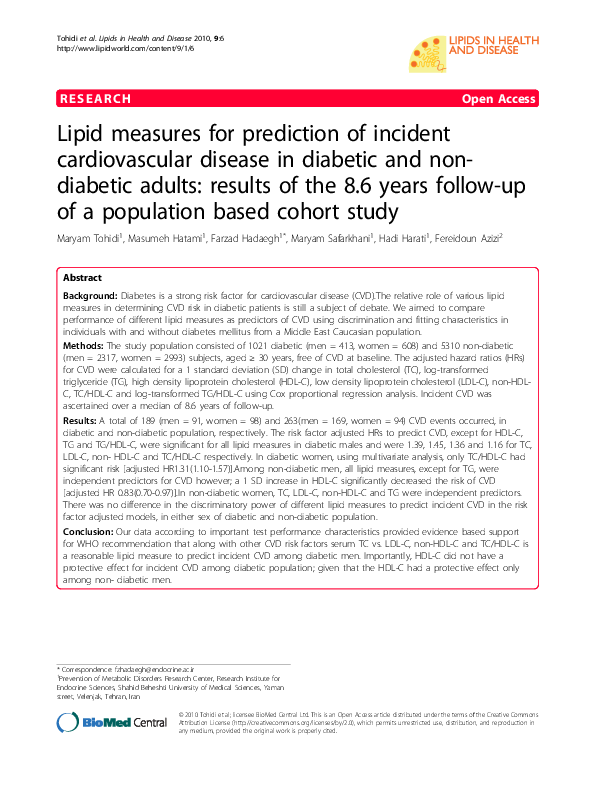 (PDF) Lipid measures for prediction of incident cardiovascular disease ...