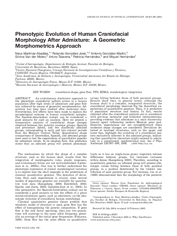 (PDF) Phenotypic evolution of human craniofacial morphology after ...