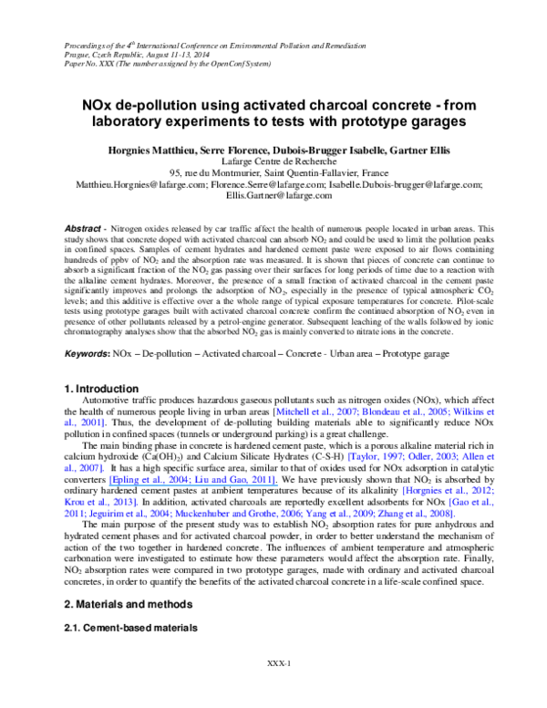 (PDF) NOx depollution using activated charcoal concrete from