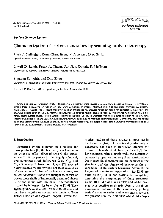 (PDF) Characterization of carbon nanotubes by scanning probe microscopy