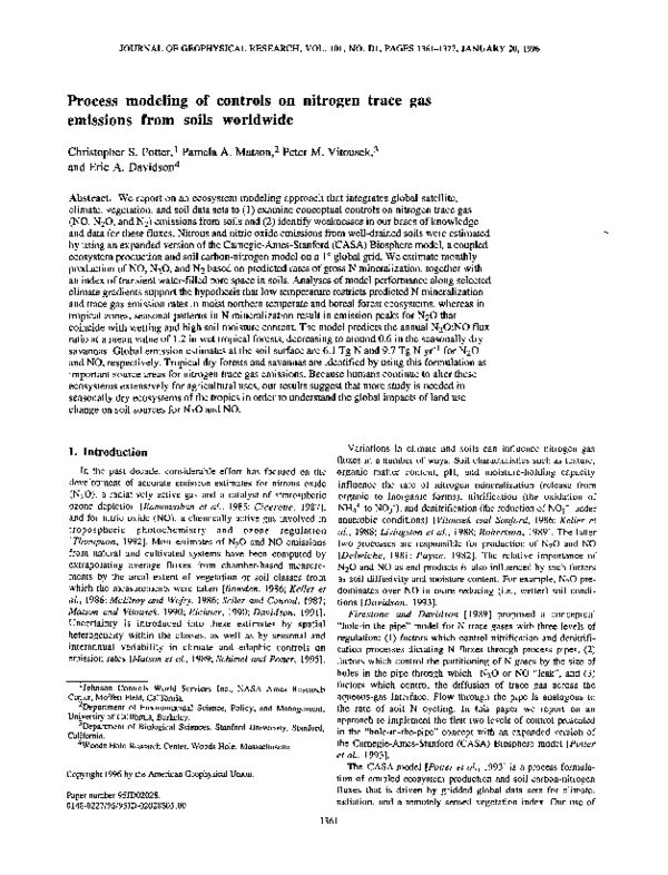 (PDF) Process modeling of controls on nitrogen trace gas emissions from ...