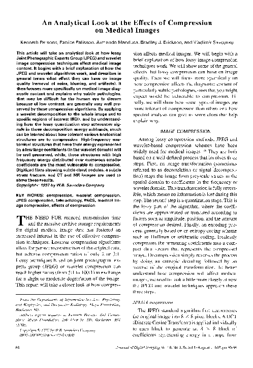 (PDF) An analytical look at the effects of compression on medical images