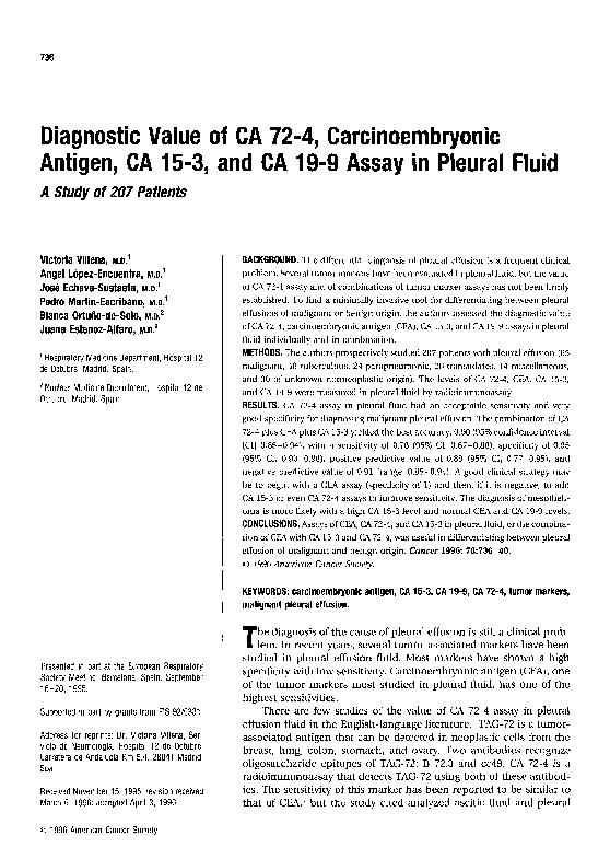 (PDF) Diagnostic value of CA 724, carcinoembryonic antigen, CA 153, and CA 199 assay in