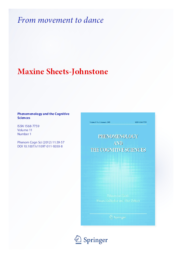 (PDF) From movement to dance Maxine SheetsJohnstone Academia.edu