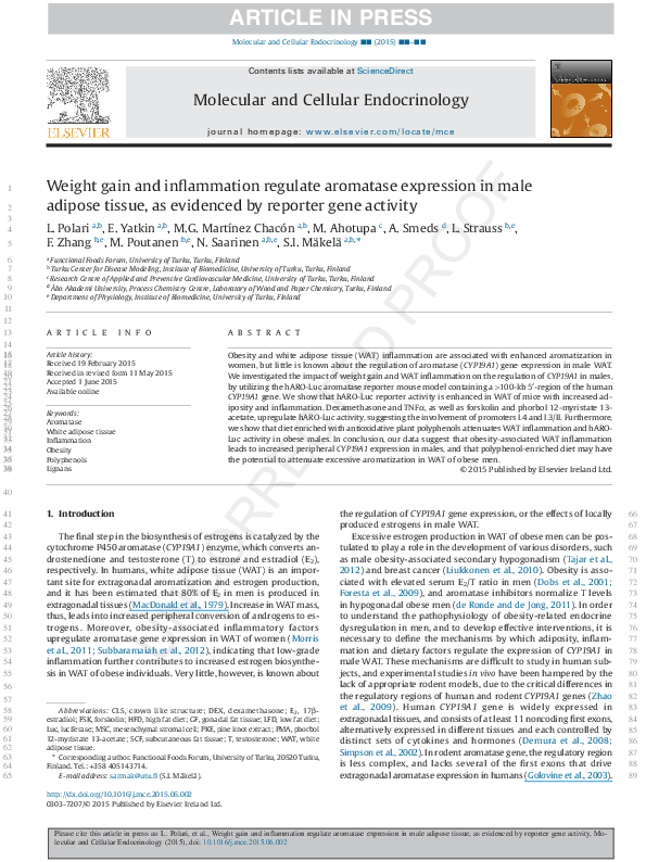 (PDF) Weight gain and inflammation regulate aromatase expression in ...