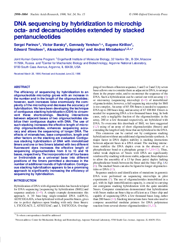 (PDF) DNA sequencing by hybridization to microchip octa-and ...