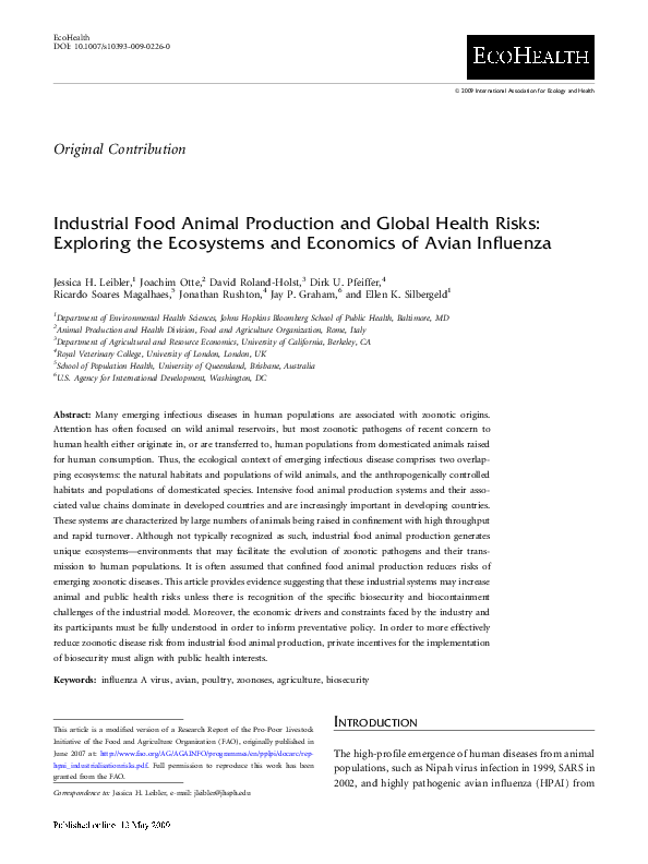 (PDF) Industrial Food Animal Production and Global Health Risks