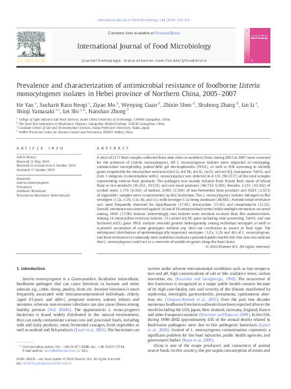 (PDF) Prevalence and characterization of antimicrobial resistance of ...