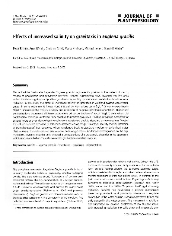 (PDF) Effects of increased salinity on gravitaxis inEuglena gracilis