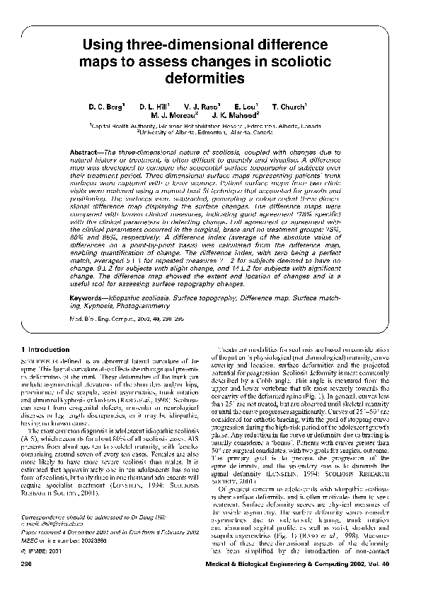 Using three-dimensional difference maps to assess changes in scoliotic deformities