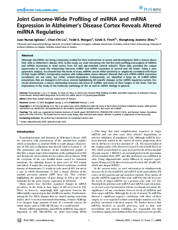 (PDF) Joint Genome-Wide Profiling of miRNA and mRNA Expression in ...
