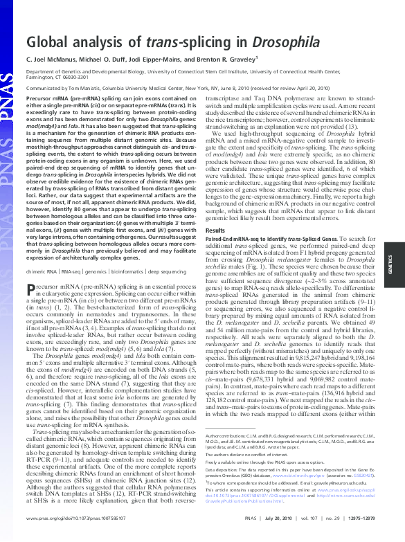 (PDF) Global analysis of trans-splicing in Drosophila