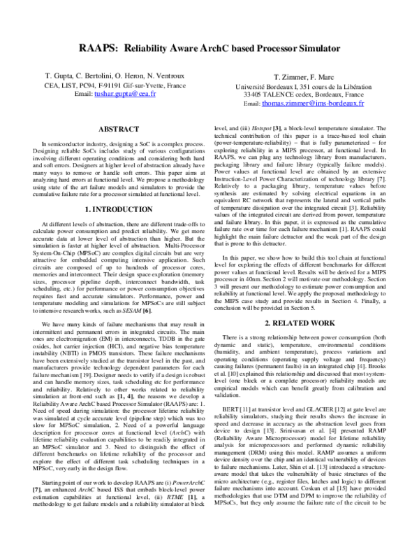 (PDF) RAAPS: Reliability Aware ArchC based Processor Simulator