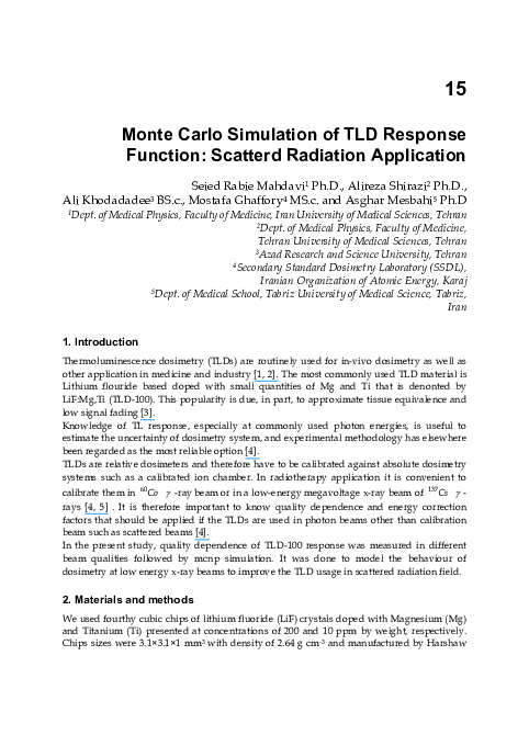 (PDF) The Monte Carlo simulation of the TLD response function ...