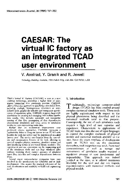 (PDF) CAESAR: The virtual IC factory as an integrated TCAD user environment