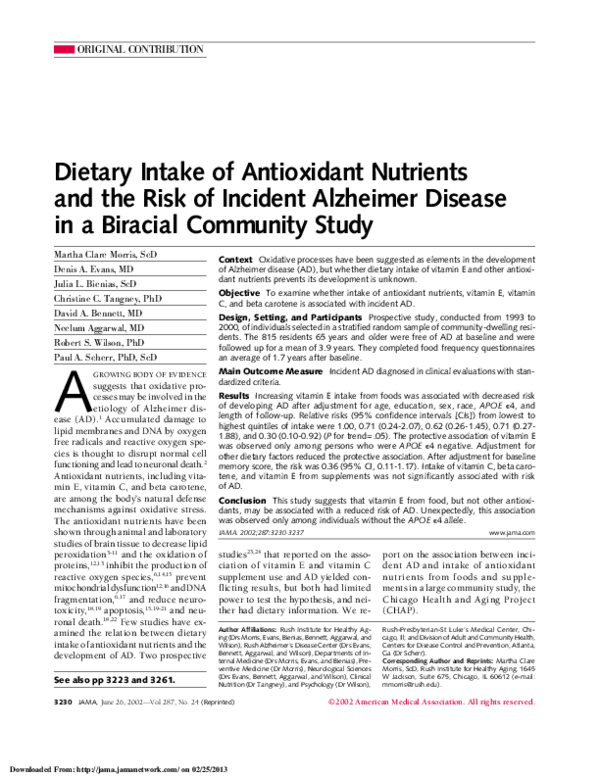 (PDF) Dietary intake of antioxidant nutrients and the risk of incident ...