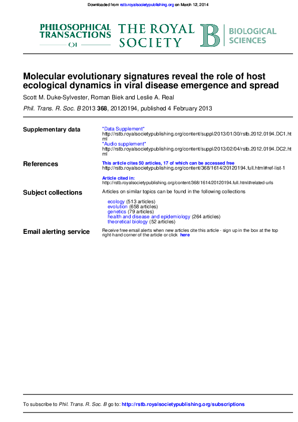 (PDF) Molecular evolutionary signatures reveal the role of host ...