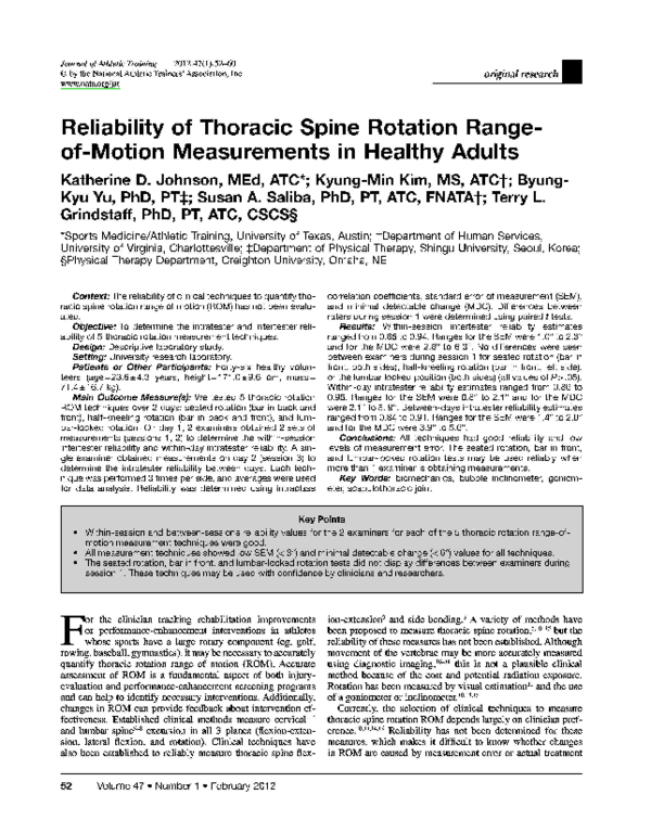 (PDF) Reliability of thoracic spine rotation rangeofmotion