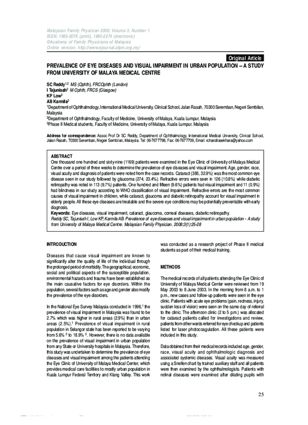 (PDF) Prevalence of eye diseases and visual impairment among the rural ...
