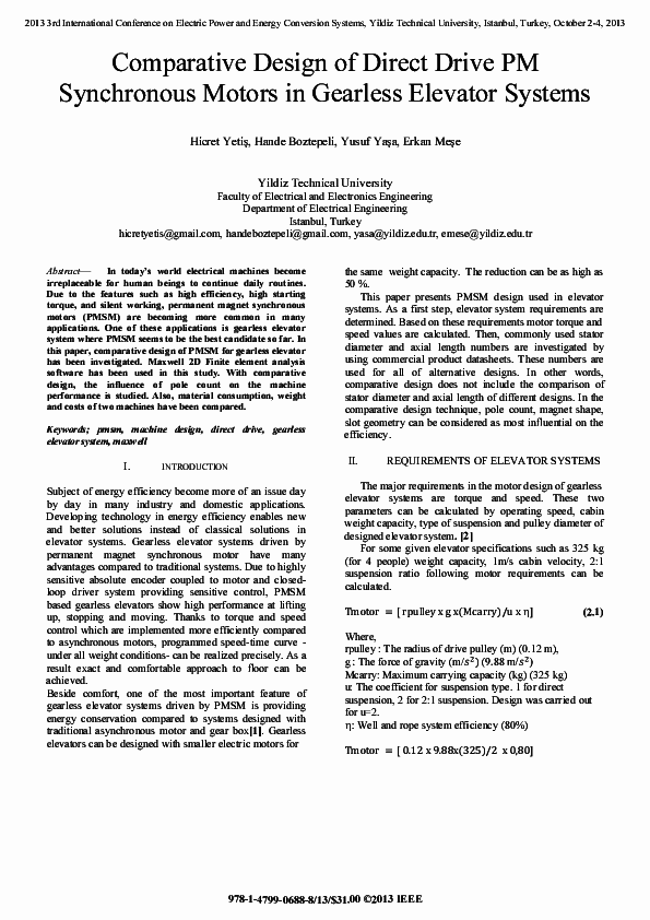 (PDF) Comparative design of direct drive PM synchronous motors in ...