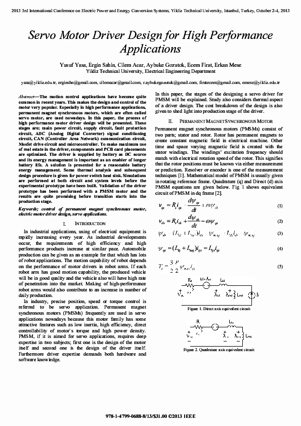 (PDF) Servo motor driver design for high performance applications