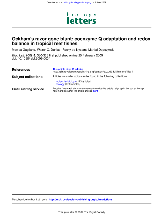(PDF) Ockham's razor gone blunt: coenzyme Q adaptation and redox ...