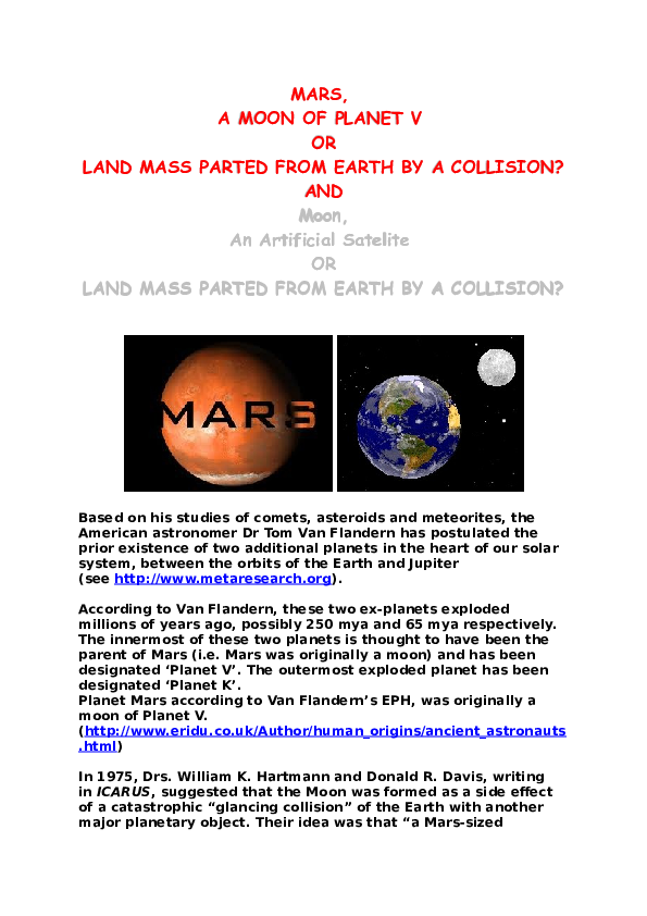 (DOC) RELATION BETWEEN EARTH, MARS, MOON AND GIANT IMPACT