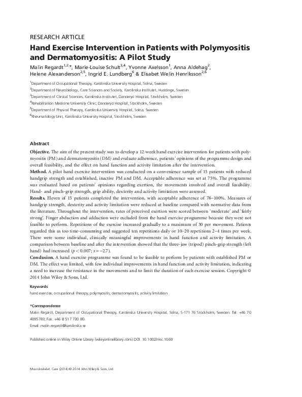 (PDF) Hand Exercise Intervention in Patients with Polymyositis and