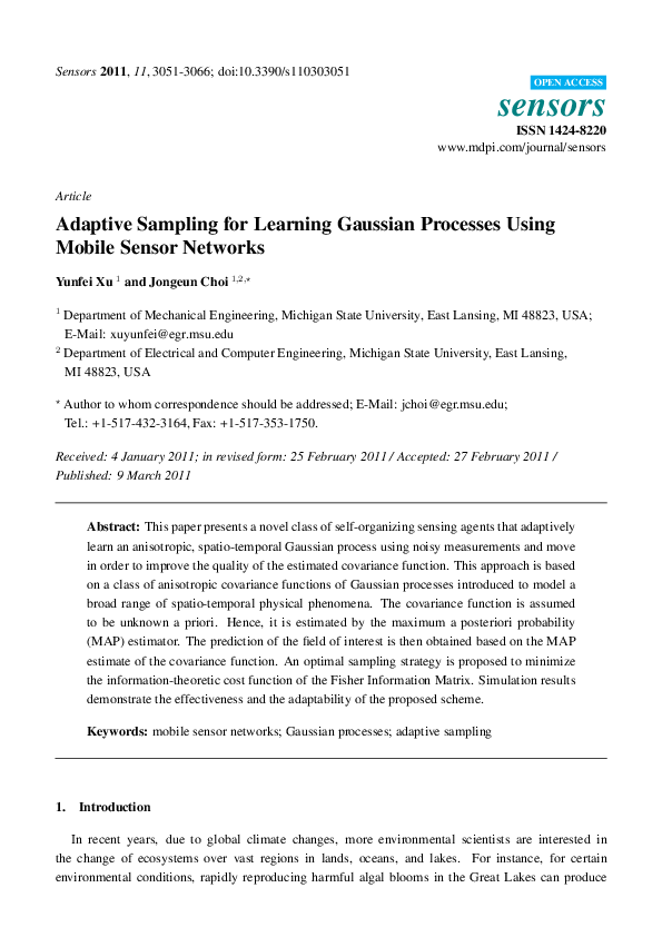 (PDF) Adaptive Sampling for Learning Gaussian Processes Using Mobile ...