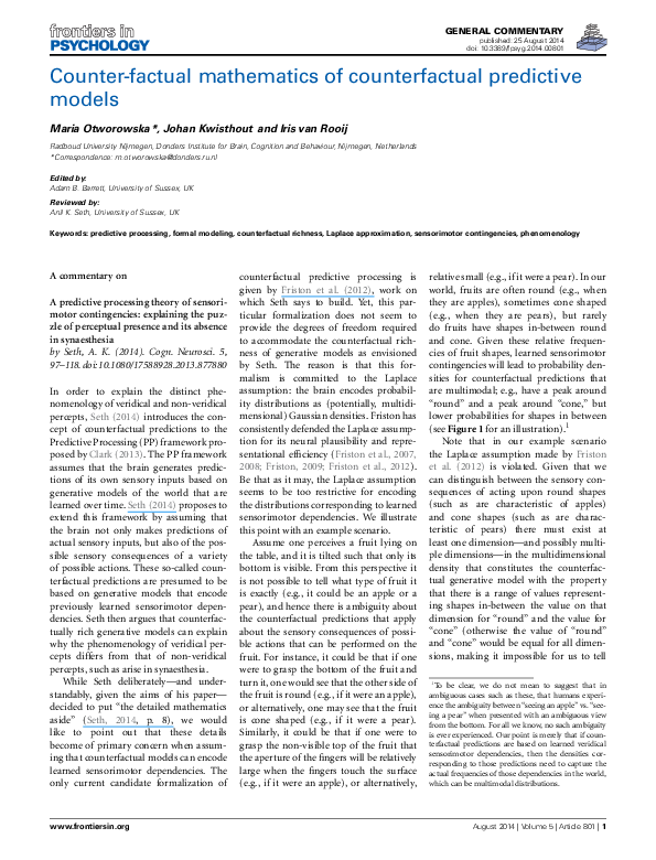 (PDF) Counter-factual mathematics of counterfactual predictive models