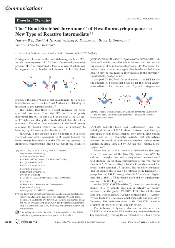 (PDF) The “Bond-Stretched Invertomer” of Hexafluorocyclopropane—a New ...