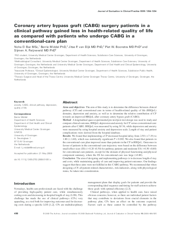 (PDF) Coronary Artery Bypass Graft Surgery Clinical Quality: A Network ...