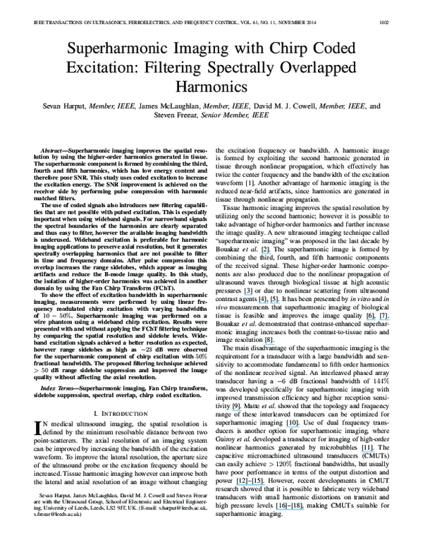 (PDF) Superharmonic imaging with chirp coded excitation: filtering ...