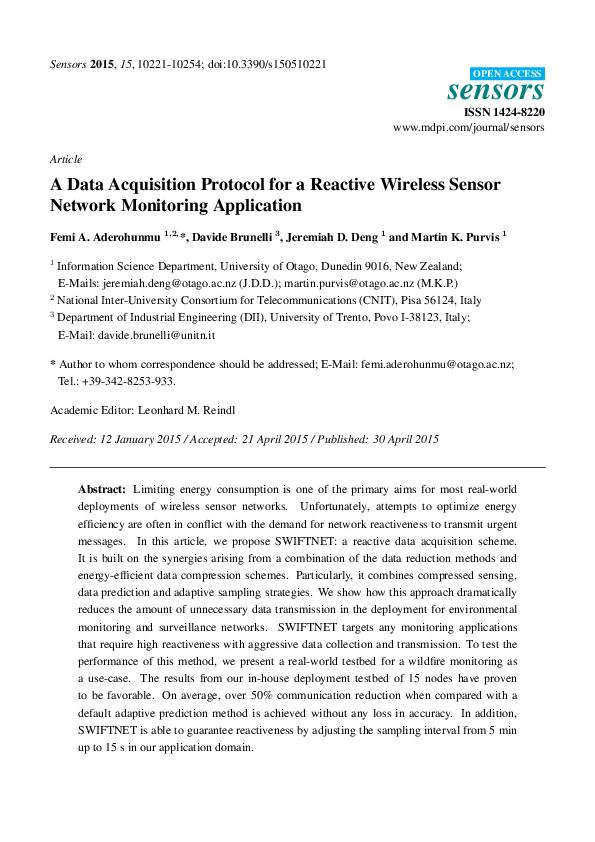 (PDF) A Data Acquisition Protocol for a Reactive Wireless Sensor ...